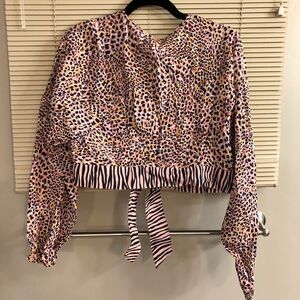 NWT Anthropologie SANCTUARY LEOPARD COVER-UP CROP TOP